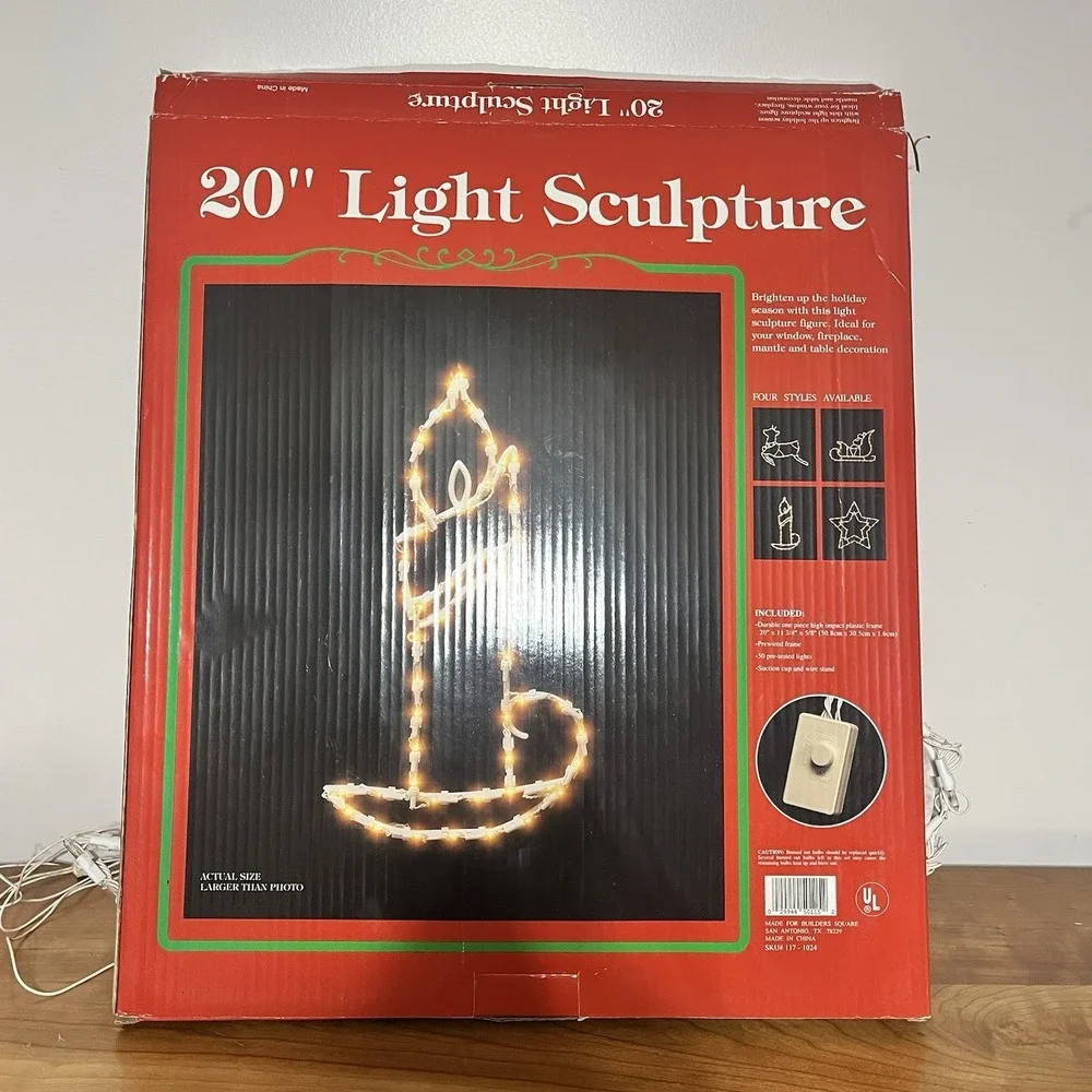 Set of 2‎ Vintage 1995 Christmas Candle Lightup Silhouette Sculpture 20'